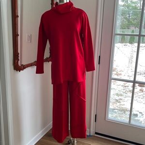 Elegant Red Women's Pant & Top Set